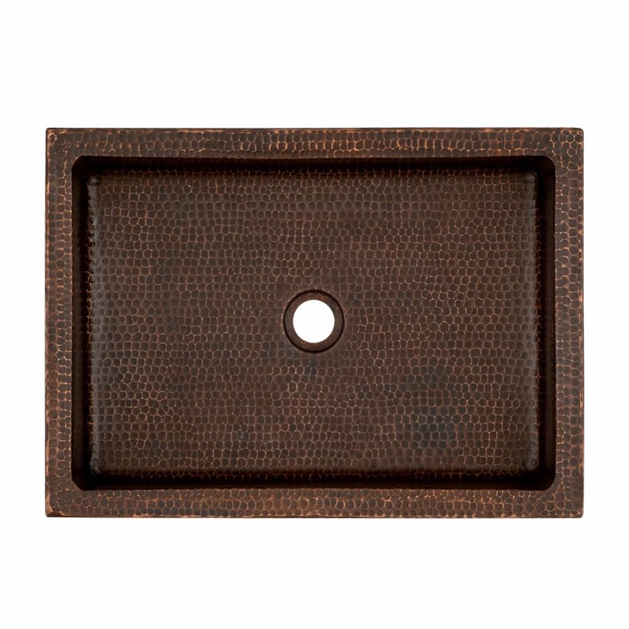 * Premier Copper Products Oil-Rubbed Bronze Copper Rectangular Vessel Bathroom Sink (20-In X 14-In) Bathroom Sinks