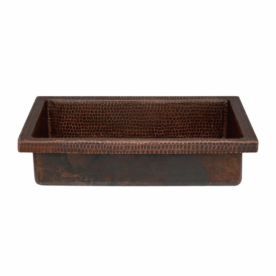 * Premier Copper Products Oil-Rubbed Bronze Copper Rectangular Vessel Bathroom Sink (20-In X 14-In) Bathroom Sinks