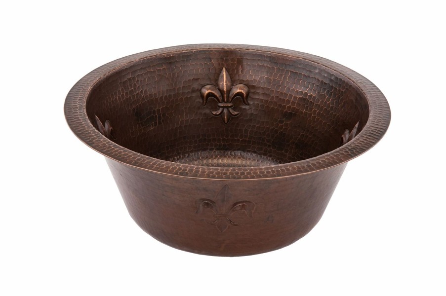 * Premier Copper Products 16-In Copper Fleur De Lis Sink Bar & Prep Sinks