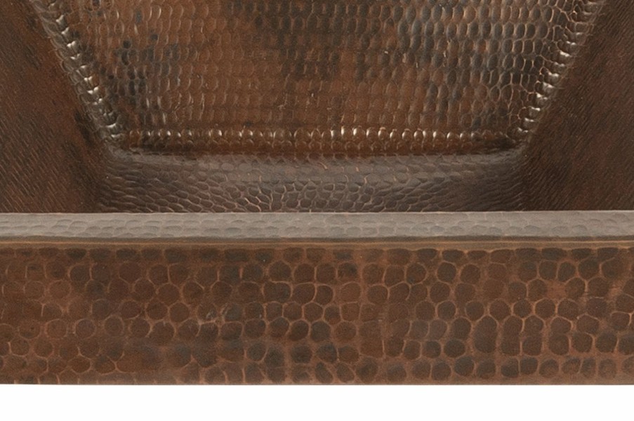 * Premier Copper Products Square Skirted Hammered Vessel Sink Copper Bathroom Sinks