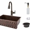 * Premier Copper Products Copper Kitchen Sink With Faucet & Drain 33-In Kitchen Sinks