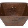 * Premier Copper Products 15-In Copper Fleur De Lis Square Bar Sink Bar & Prep Sinks