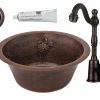 * Premier Copper Products Round Copper Sink With Faucet And Drain 16-In Bar & Prep Sinks