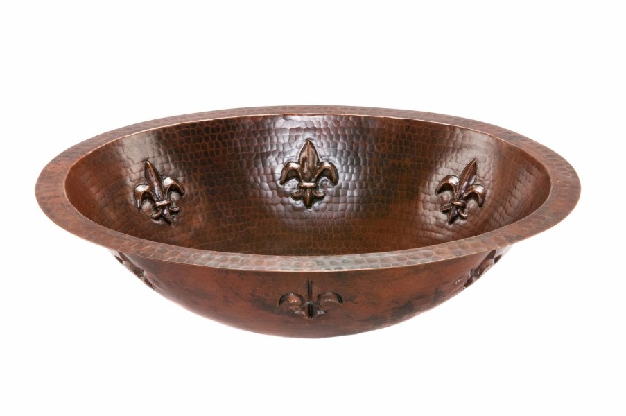 * Premier Copper Products Fleur De Lis Copper Sink With Faucet And Drain Bathroom Sinks