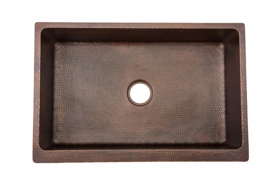 * Premier Copper Products 33-In Copper Apron Sink With Drain Kitchen Sinks