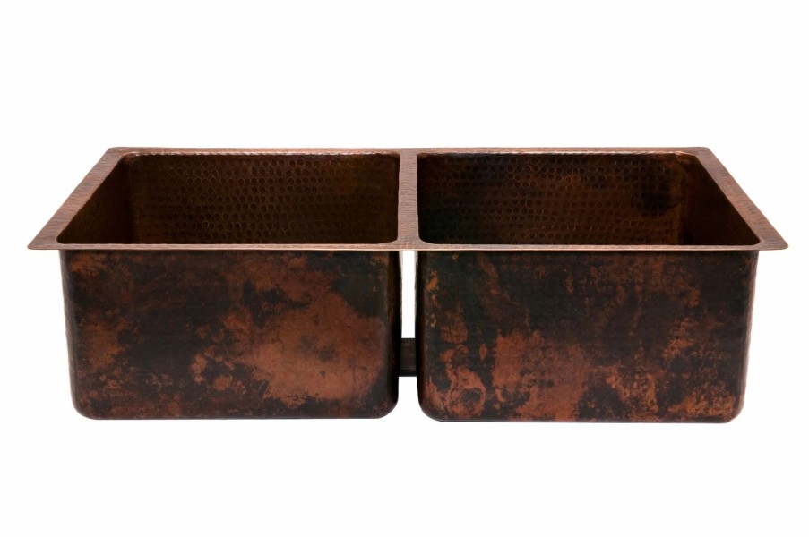 * Premier Copper Products 33-In Double Basin Kitchen Sink Kitchen Sinks