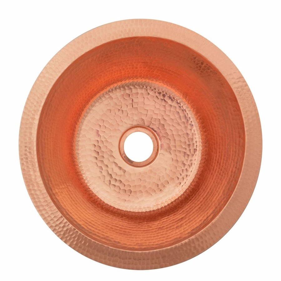 * Premier Copper Products Round Drop-In/Undermount Bar Sink 14-In X 14-In Polished Copper Bar & Prep Sinks