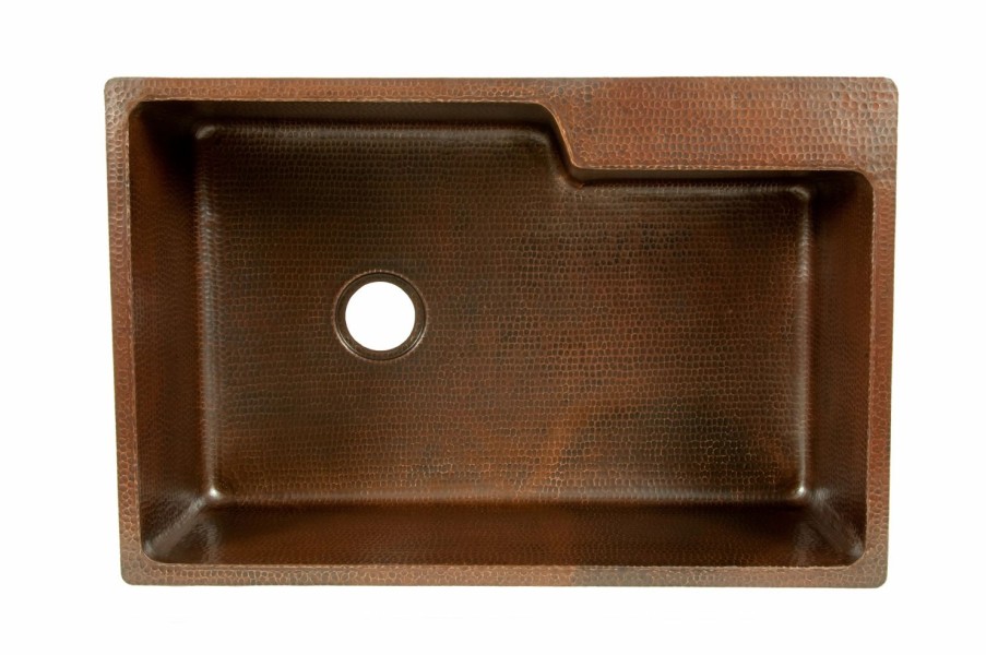 * Premier Copper Products 33-In Copper Kitchen Sink With Drain Kitchen Sinks