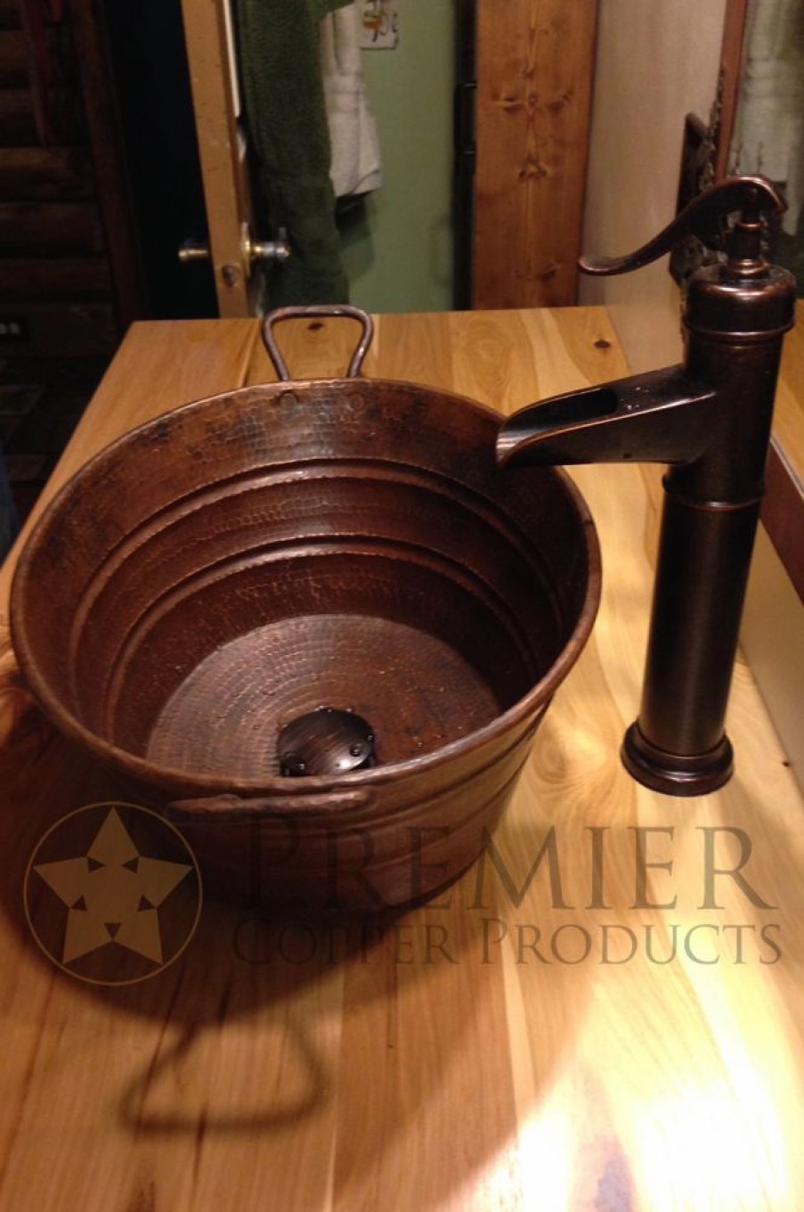 * Premier Copper Products Oval Bucket Vessel Sink With Handles Copper Bathroom Sinks