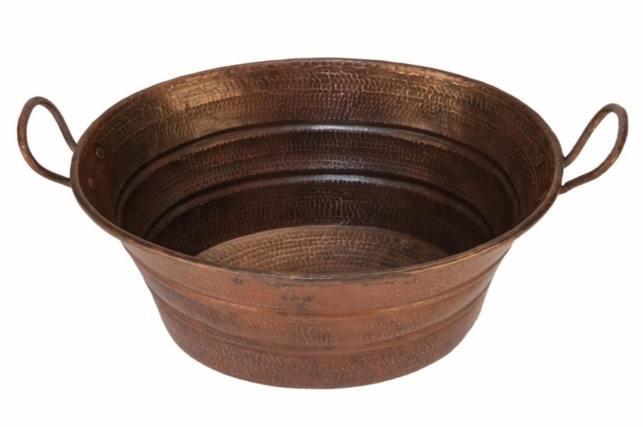 * Premier Copper Products Oval Bucket Vessel Sink With Handles Copper Bathroom Sinks