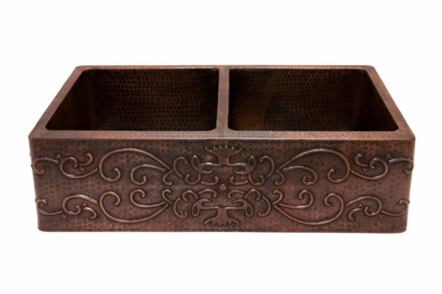 * Premier Copper Products Copper Sink With Faucet And Drain 33-In Kitchen Sinks