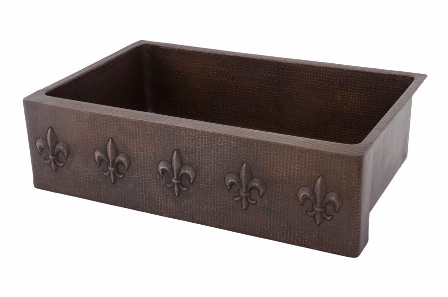 * Premier Copper Products 33-In Apron Fleur De Lis Sink Kitchen Sinks