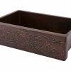 * Premier Copper Products Premier Copper Apron Scroll Sink 33-In Copper Kitchen Sinks