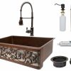 * Premier Copper Products Kitchen Sink With Faucet & Drain 33-In Copper/Nickel Kitchen Sinks