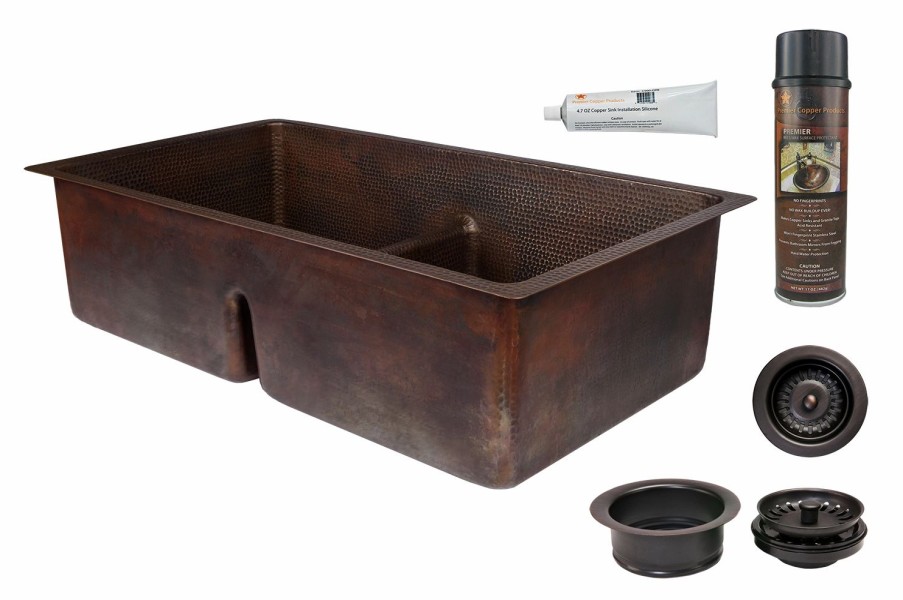 * Premier Copper Products Copper Kitchen Sink With Drains 33-In Kitchen Sinks