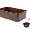 * Premier Copper Products 30-In Copper Single Basin Sink With Drain Kitchen Sinks