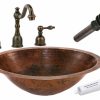 * Premier Copper Products Oval Copper Sink With Faucet And Drain Bathroom Sinks