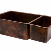 * Premier Copper Products Premier Copper Double Basin Sink With Spring 33-In Kitchen Sinks