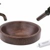 * Premier Copper Products Round Skirted Vessel Sink With Faucet And Drain Hammered Copper Oil Rubbed Bronze 15-In Bathroom Sinks