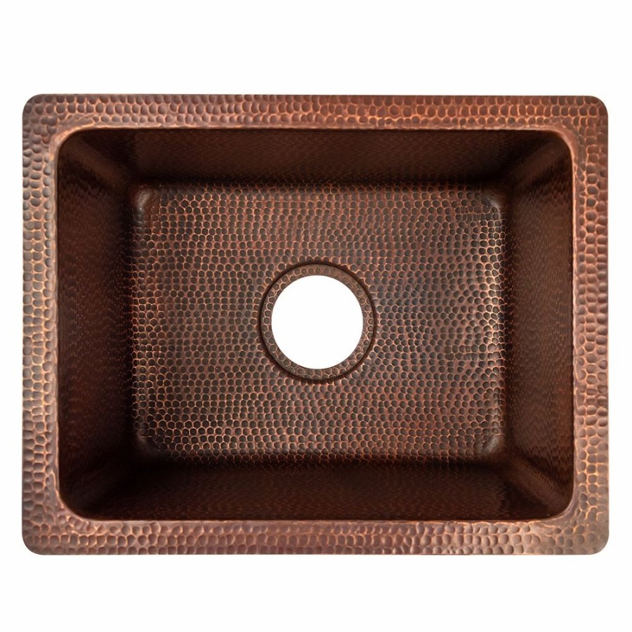 * Premier Copper Products 17-In L X 13-In W Oil-Rubbed Bronze Hammered Copper Drop-In Or Undermount Residential Bar Sink Bar & Prep Sinks