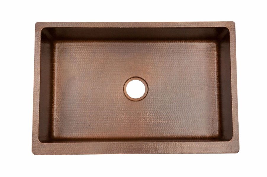 * Premier Copper Products 33-In Antique Copper Apron Kitchen Sink Kitchen Sinks