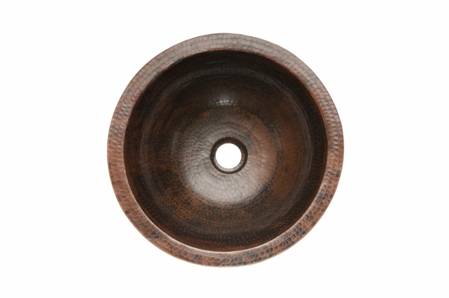 * Premier Copper Products Round Sink Hammered Copper Oil Rubbed Bronze 17-In Bathroom Sinks