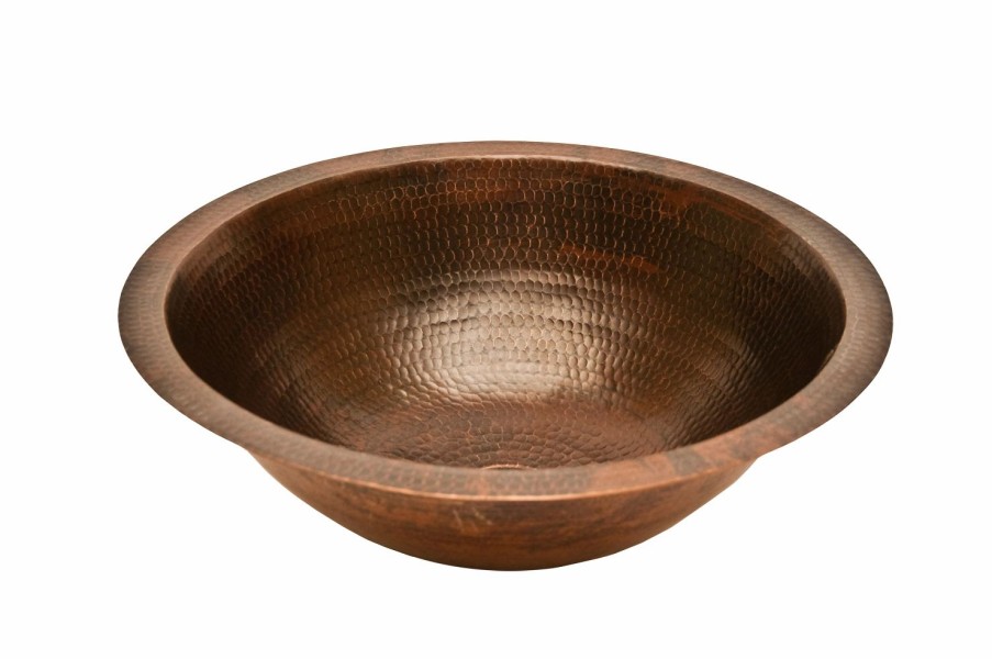 * Premier Copper Products Round Sink Hammered Copper Oil Rubbed Bronze 17-In Bathroom Sinks