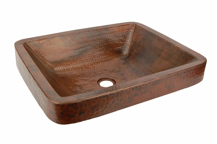 * Premier Copper Products Rectangle Skirted Sink With Faucet And Drain Copper Bathroom Sinks