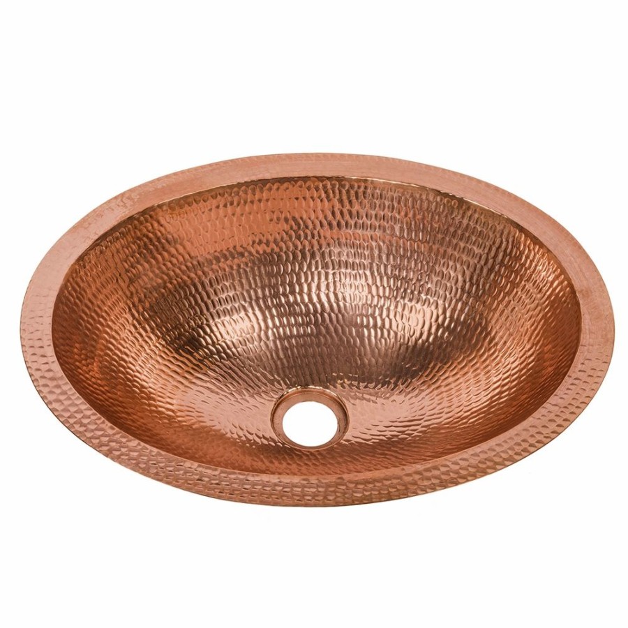 * Premier Copper Products Oval Under Counter Bathroom Sink 17-In X 13-In Polished Copper Bathroom Sinks