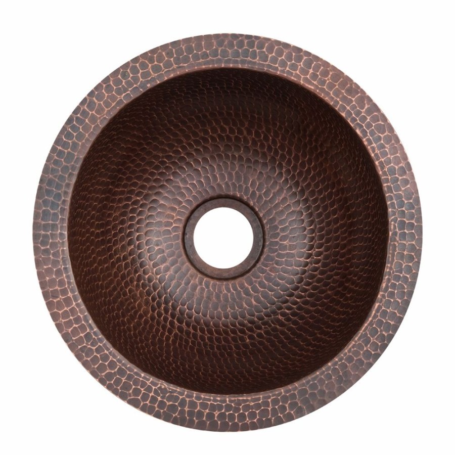 * Premier Copper Products Oil Rubbed Bronze Copper Drop-In/Undermount Round Bathroom Sink 10-In X 10-In Bathroom Sinks