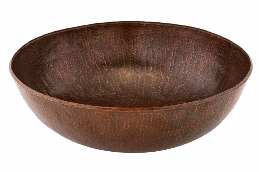 * Premier Copper Products Large Round Copper Vessel Sink Bathroom Sinks