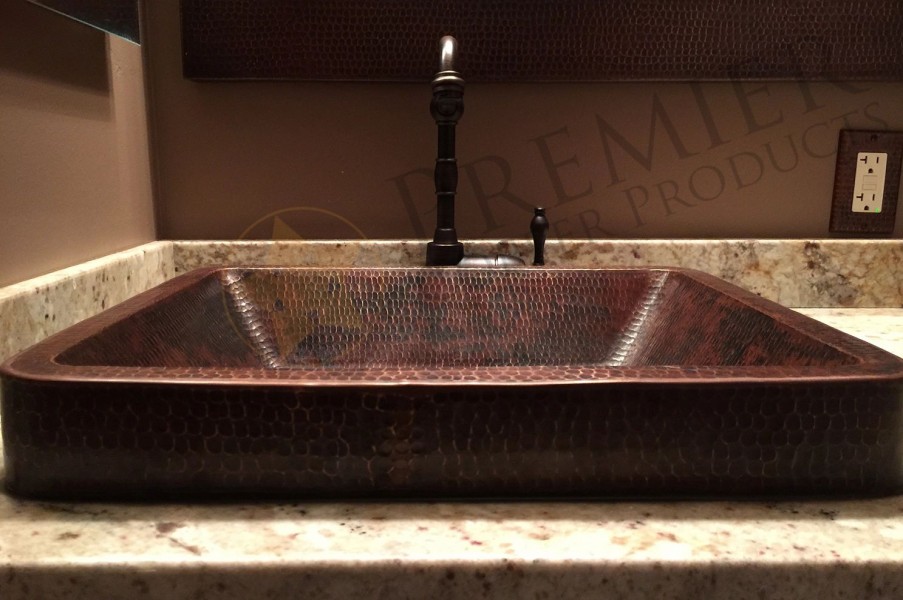 * Premier Copper Products Rectangle Vessel Sink 19-In Copper Bathroom Sinks