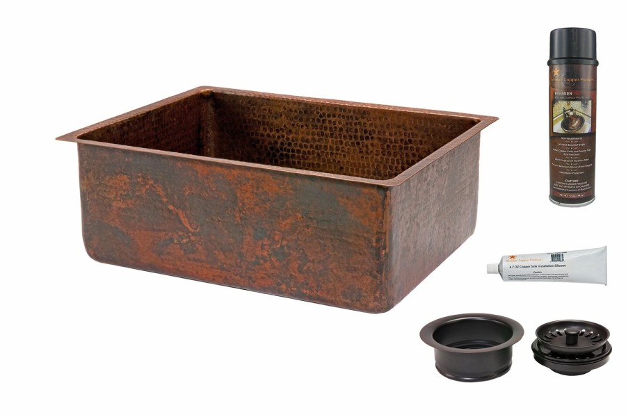 * Premier Copper Products Copper Kitchen Sink With Drain And Accessories 25-In Kitchen Sinks