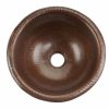 * Premier Copper Products Small Round Sink 12-In- Copper Bathroom Sinks