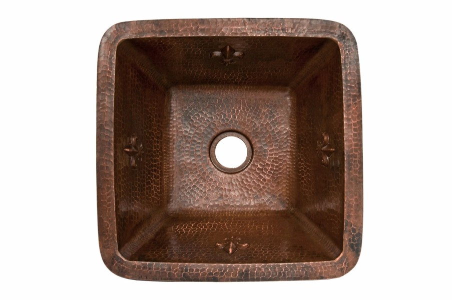 * Premier Copper Products Square Copper Sink With Faucet And Drain 15-In Bar & Prep Sinks