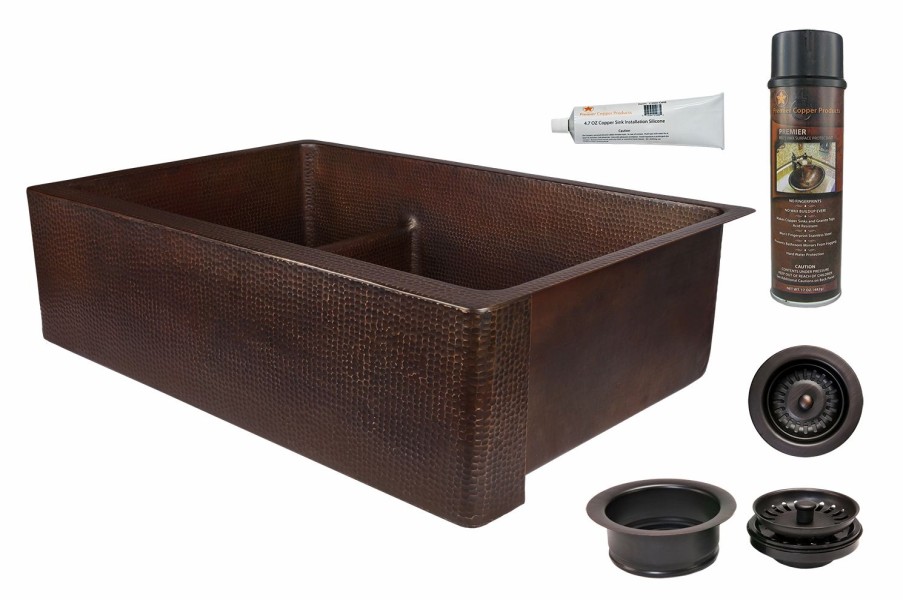 * Premier Copper Products Copper Kitchen Sink With Drain 33-In Kitchen Sinks