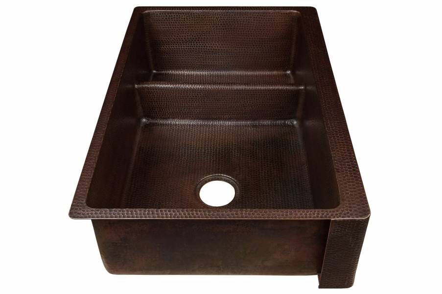 * Premier Copper Products Copper Farmhouse Sink With Divider 33-In Kitchen Sinks