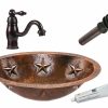 * Premier Copper Products Oval Star Copper Sink With Faucet And Drain Bathroom Sinks