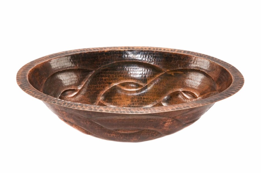 * Premier Copper Products Oval Sink With Braided Pattern Copper Bathroom Sinks