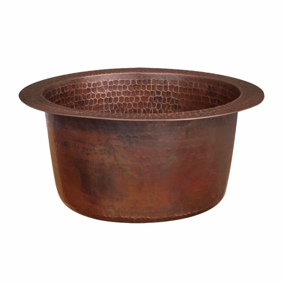 * Premier Copper Products Round Drop-In/Undermount Bar Sink 10-In X 10-In Copper Bar & Prep Sinks