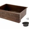 * Premier Copper Products 30-In Copper Apron Scroll Sink With Drain Kitchen Sinks