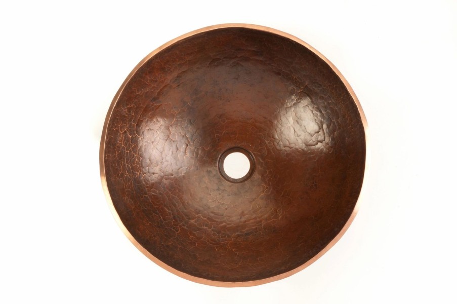 * Premier Copper Products Round Hand Forged Old World Vessel Sink Copper Oil Rubbed Bronze 16-In Bathroom Sinks