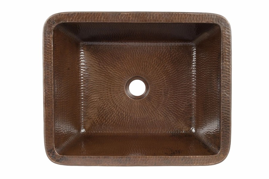 * Premier Copper Products Rectangle Vessel Sink 17-In Copper Bathroom Sinks